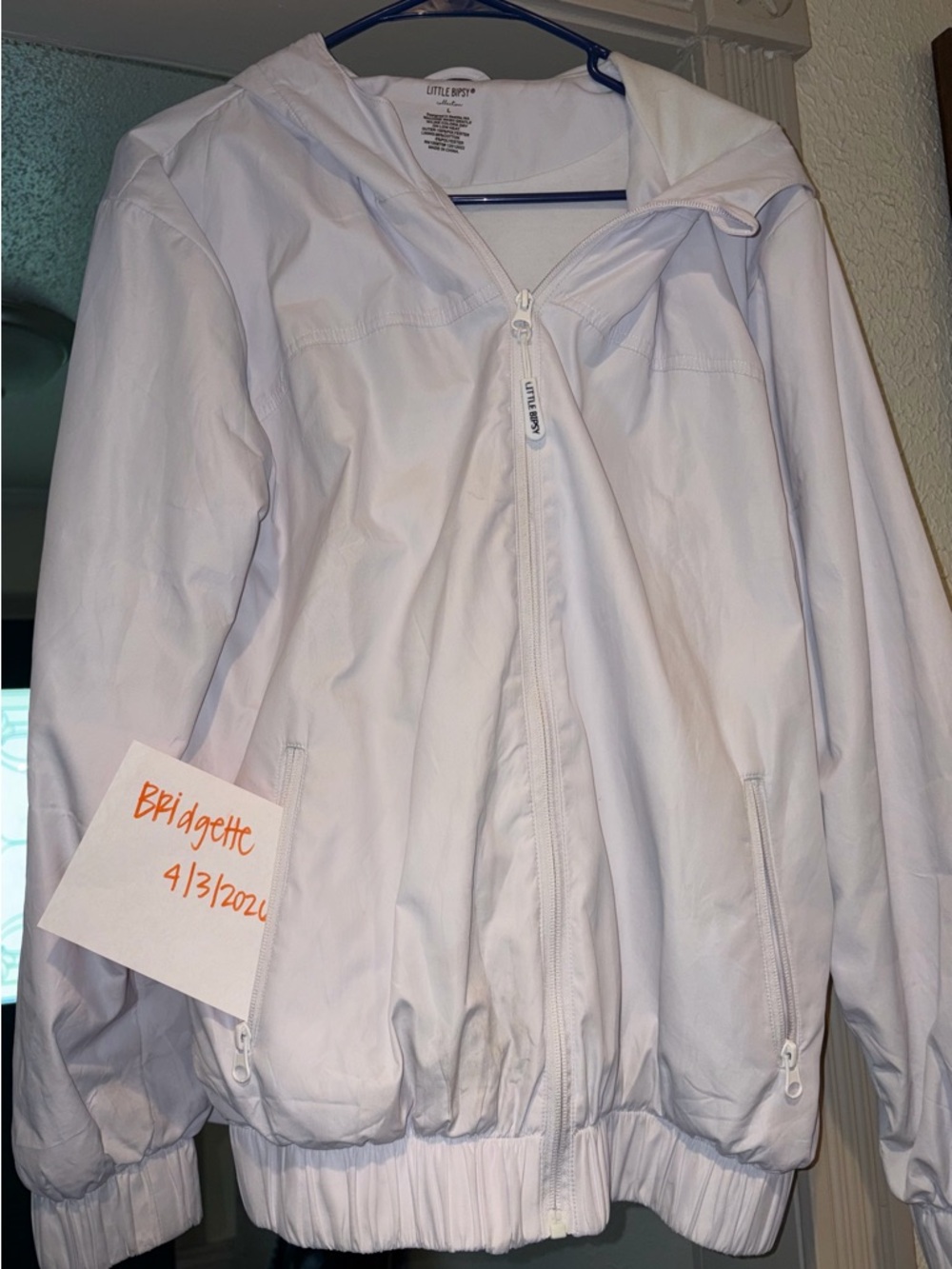 Little Bipsy White Hooded Windbreaker Jacket
